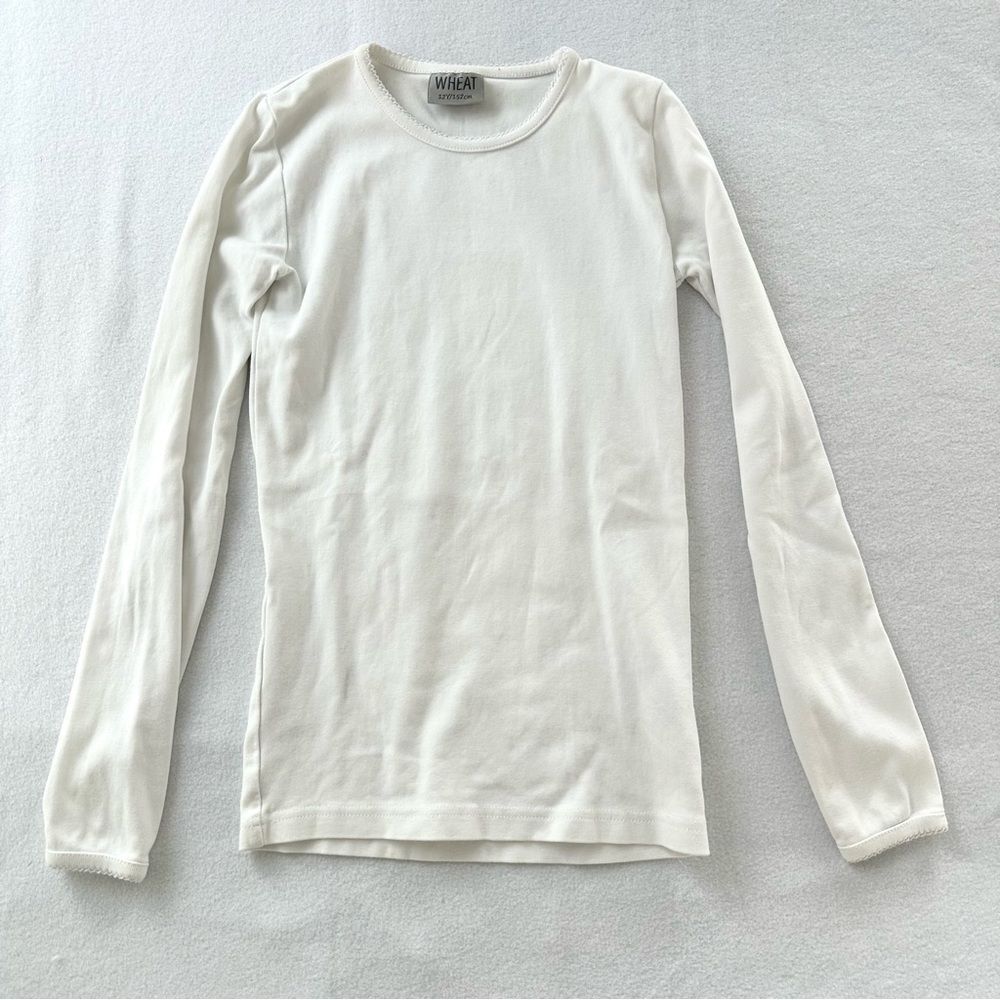 WHEAT Girls Long Sleeve Organic Cotton Ribbed‎ Tee T-shirt 5Y